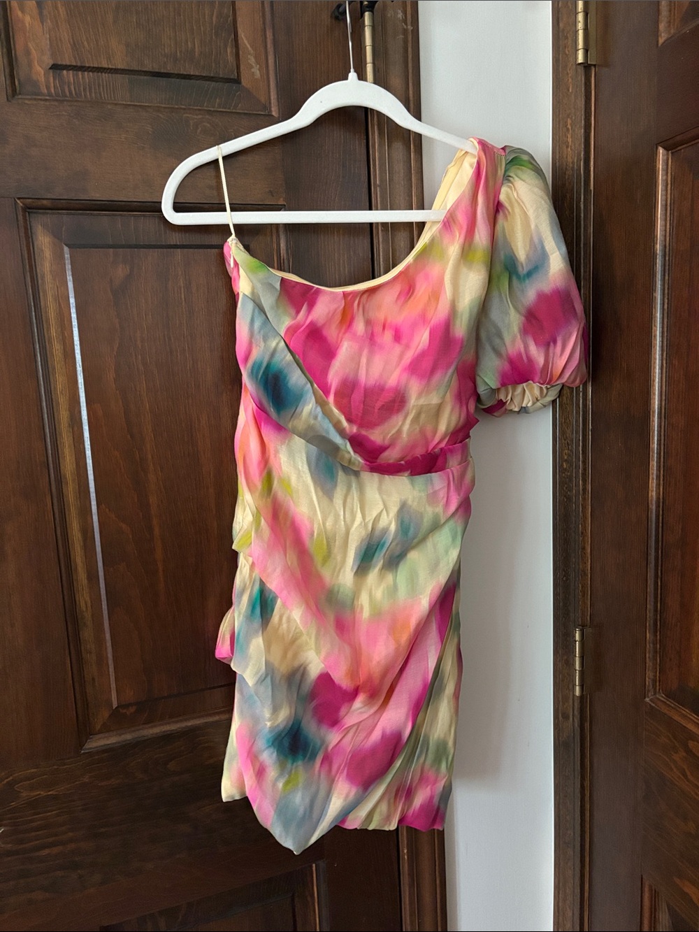 Steve Madden Multicolor Watercolor One-Shoulder Mini Dress